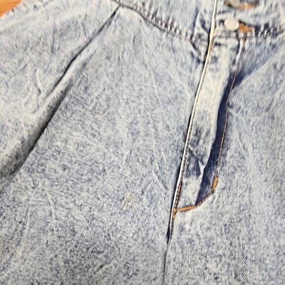 Vintage Acid Wash Denim Shorts Pleated High Waist Womens 12 Juniors 13/14 - Picture 6 of 15
